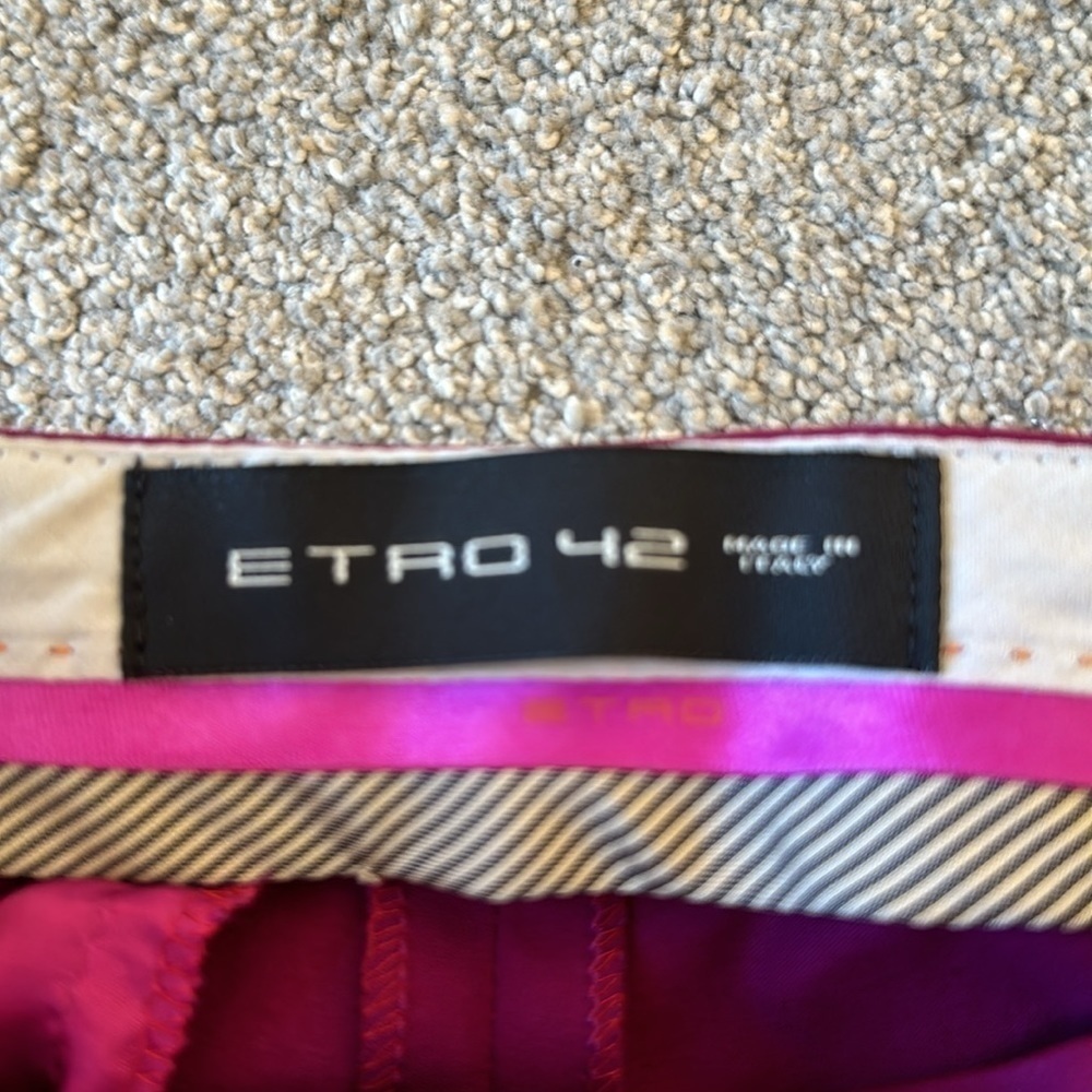 ETRO Luxury Italian Career Cotton Stretch Ankle Trousers Magenta NWOT EU 42/Sm - Picture 8 of 8
